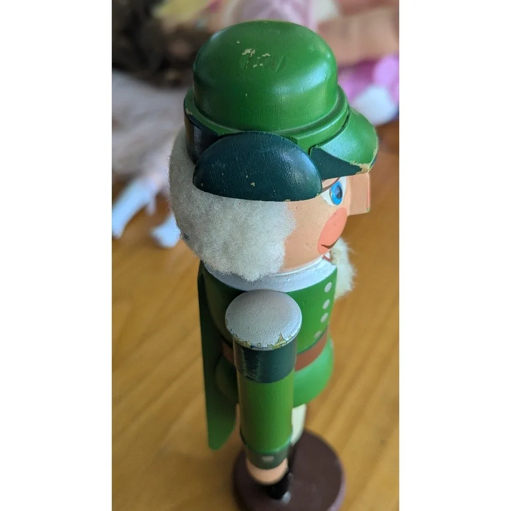 Rare Expertic Erzgebirge Vintage Nutcracker Soldier Green Uniform East‎ Germany